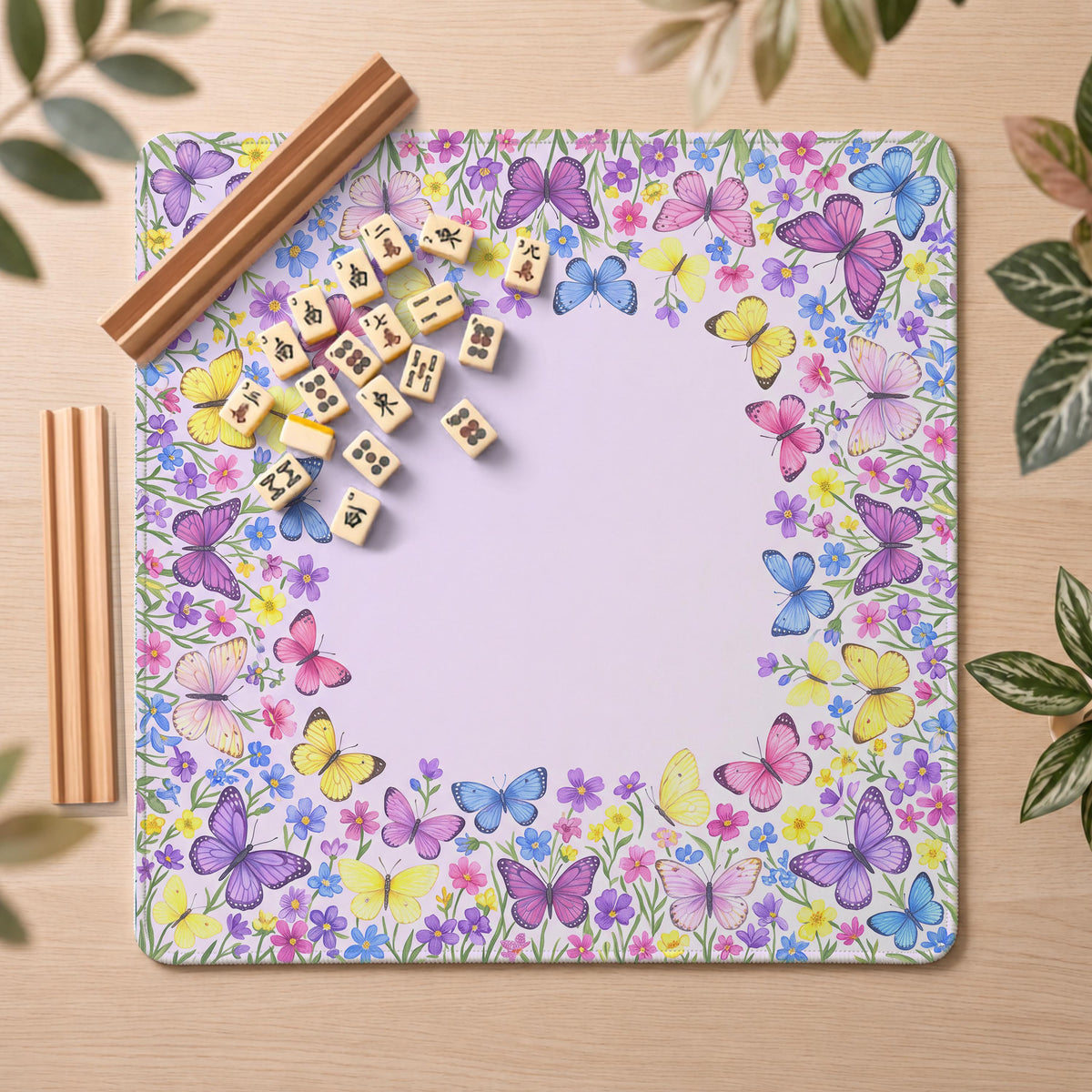 Butterfly Floral Mahjong Playmat, Mah Jong Mat Lover Gift