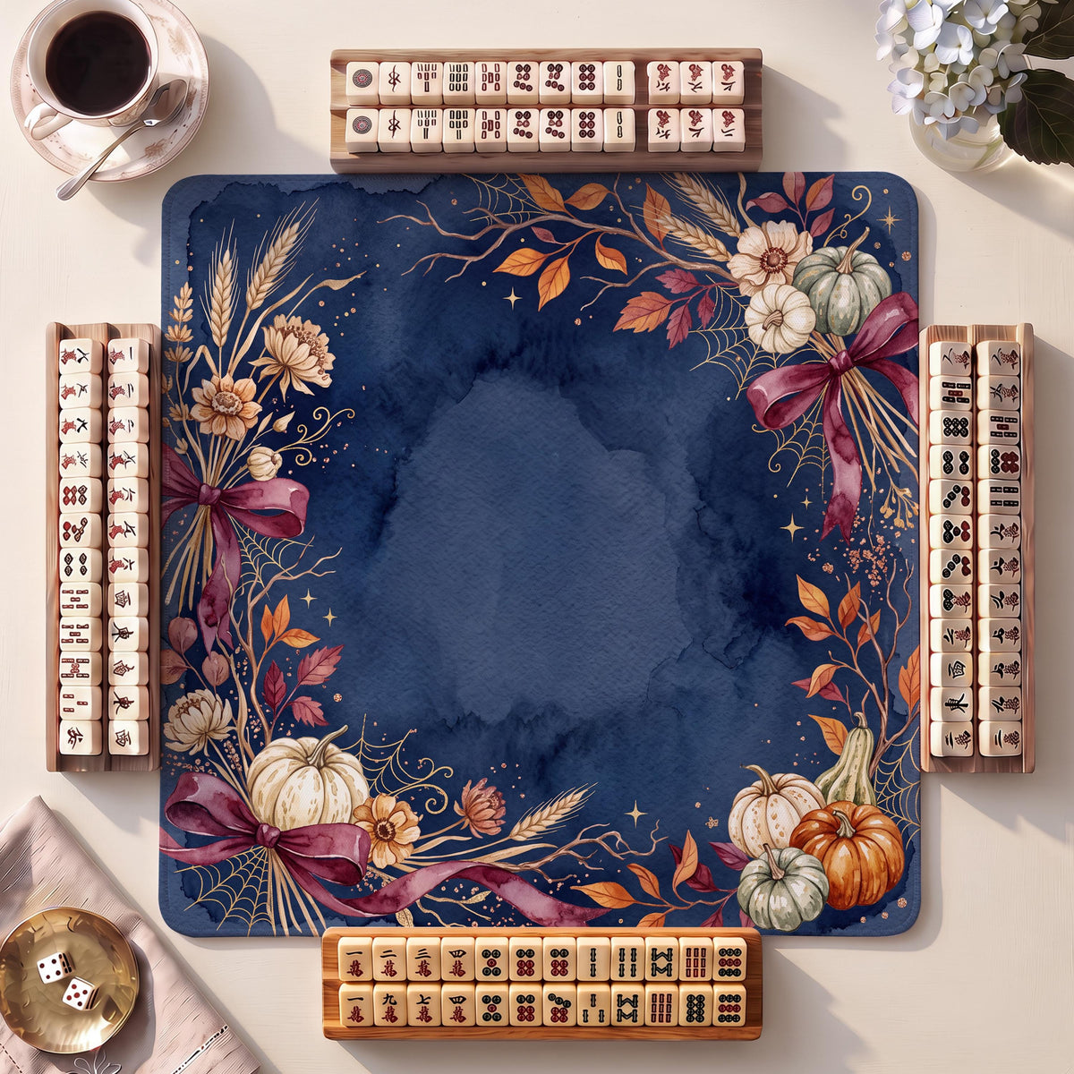 Mahjong Mat, Autumn bouquet Halloween Watercolor Print - American Mahjong Gifts and Accessories